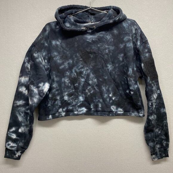 Wasted Paris Hoodie Womens Medium Black Tie Dye Cropped - Picture 1 of 15